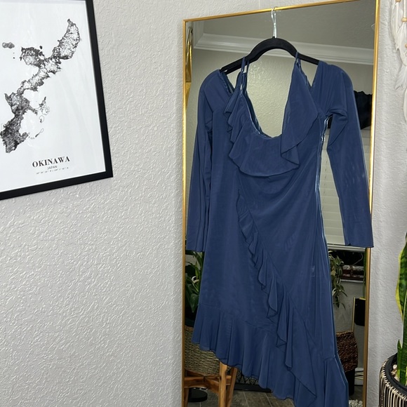 HOUSE OF CB 'Kiki' French Navy Ruffle Mini Dress NWOT - Picture 9 of 11